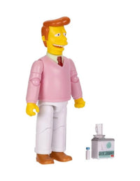 5-inch Jakks Pacific Simpsons Troy McClure action figure in pink sweater with blender accessory on white background