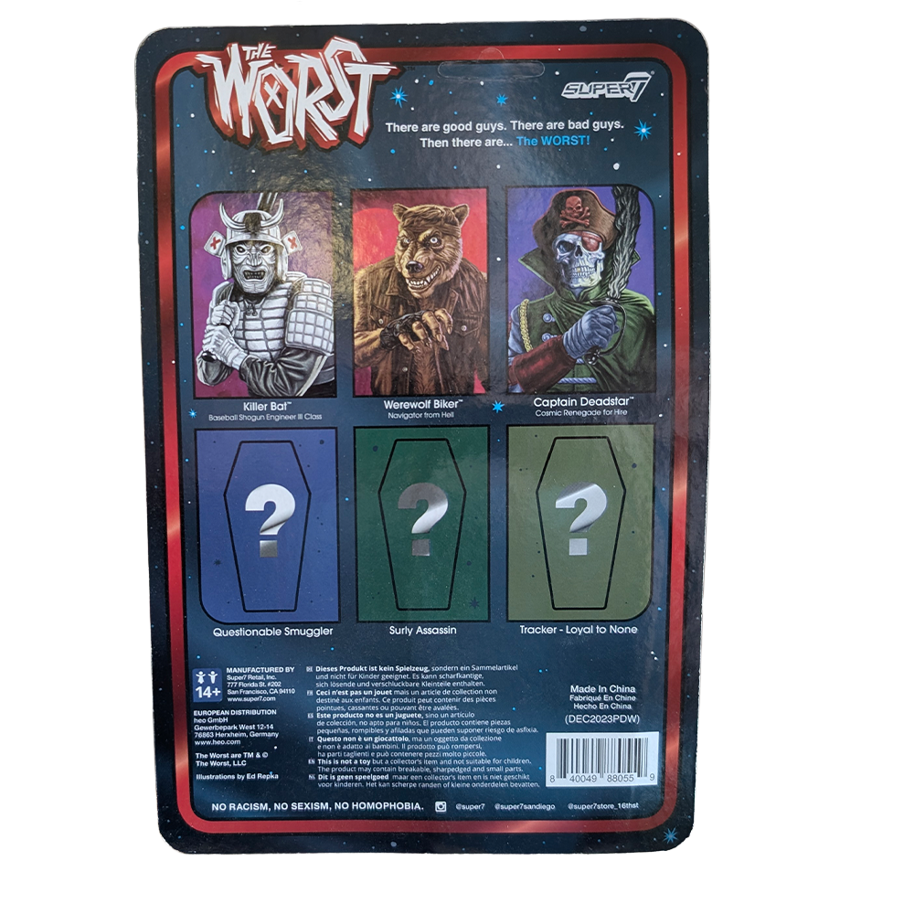Super7 The Worst Captain Deadstar ReAction Figure (Wave 4) back of packaging with character artwork