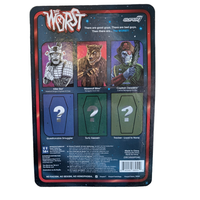Super7 The Worst Werewolf Biker ReAction Figure (Wave 4) packaging back with character lineup and mystery figures