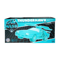 The MASK Thunderhawk toy vehicle box with turquoise car artwork and a glow-in-the-dark label