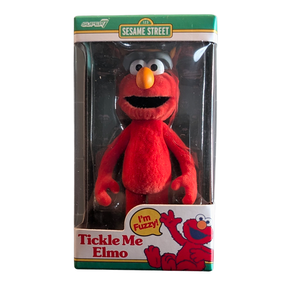 Elmo 3 3/4-Inch Action Figure - Sesame Street Tickle Me Elmo ReAction Figure, Super7 boxed collectible