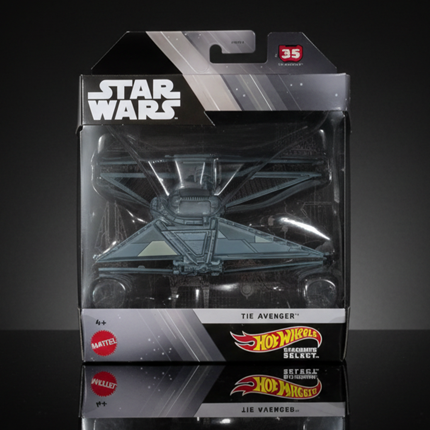 Mattel Star Wars Hot Wheels Select TIE Avenger 1:50 scale die-cast vehicle in packaging from 2025 Wave 3