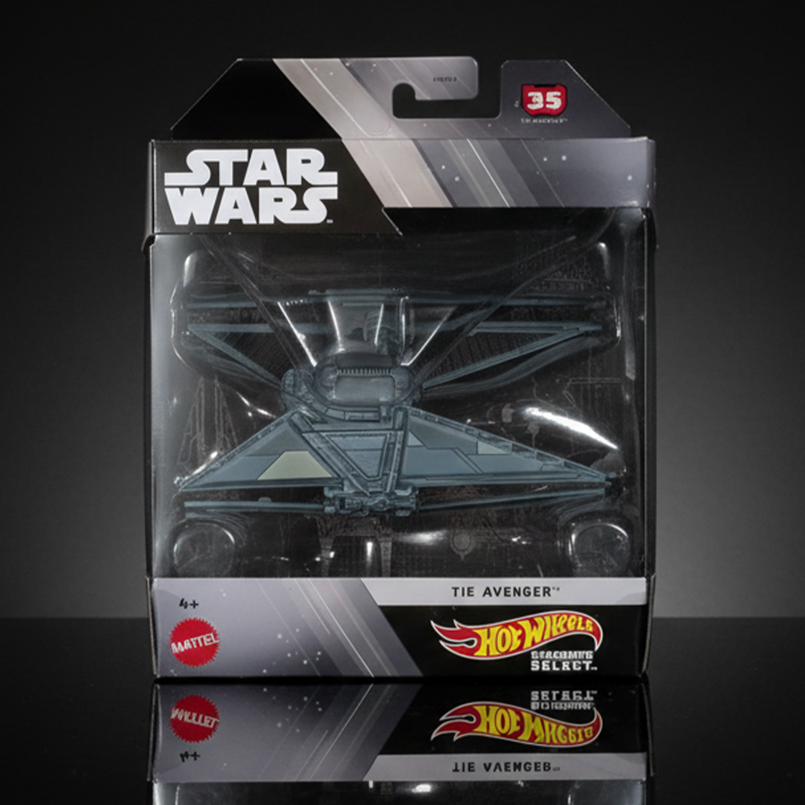 Mattel Star Wars Hot Wheels Select TIE Avenger 1:50 scale die-cast vehicle in packaging from 2025 Wave 3