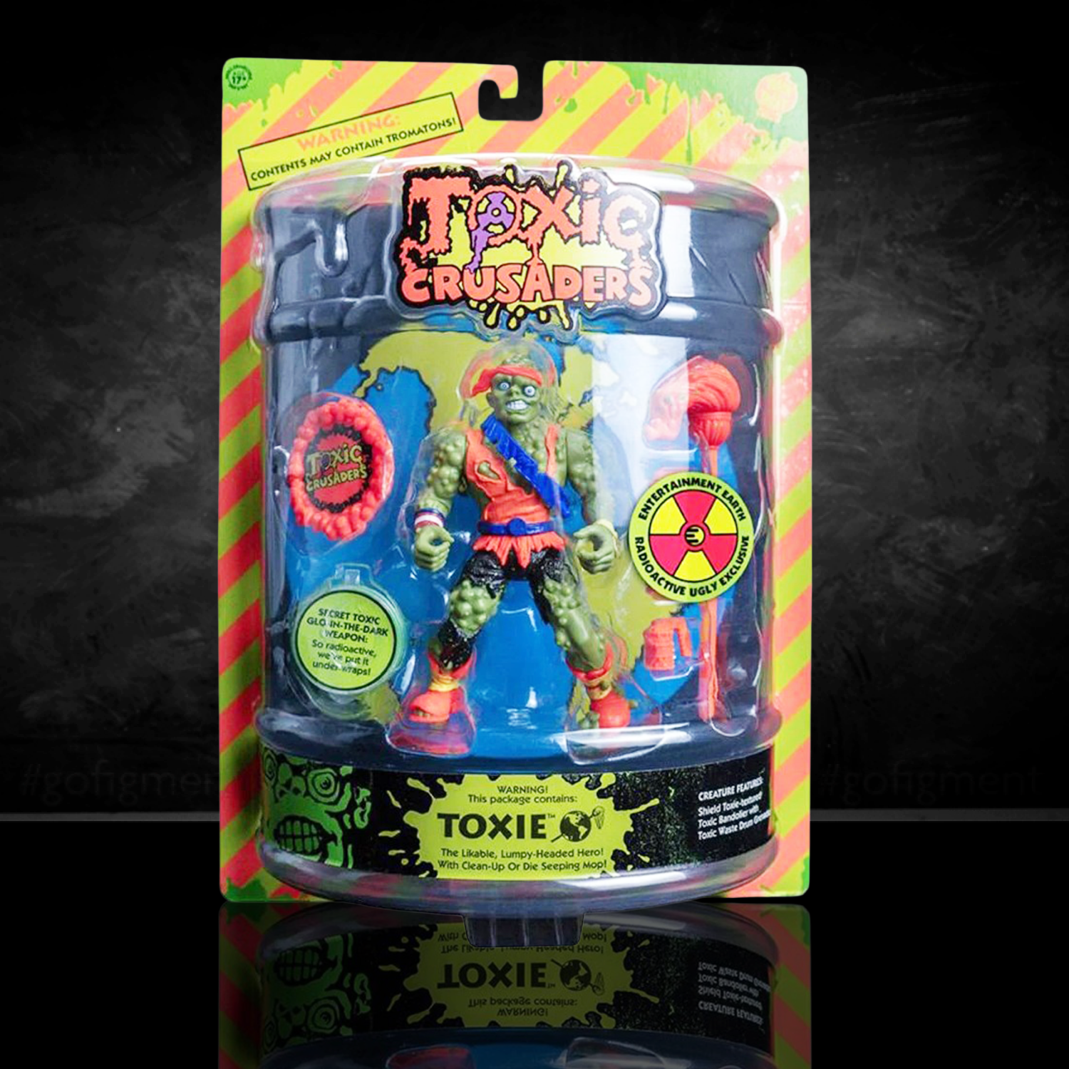 Toxic Crusaders Toxie Glow-in-the-Dark 5-Inch Action Figure - Entertainment Earth Exclusive by Trick or Treat Studios in packaging