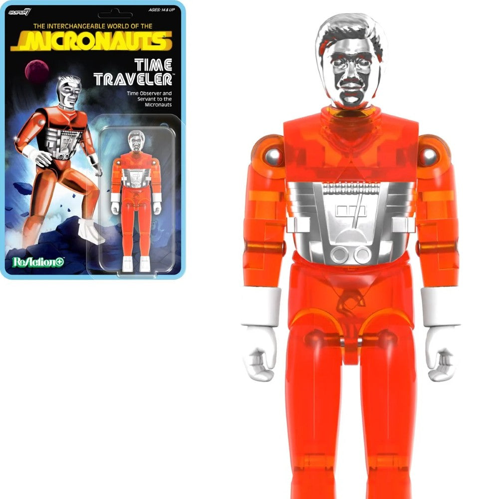 Time Traveler Micronauts Translucent ORANGE Super7 ReAction+ Action Figure new in box collectible toy with articulated joints