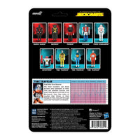 Time Traveler Micronauts Translucent ORANGE Super7 ReAction+ Action Figure shown on card back with character roster and stats by Super7 collectible