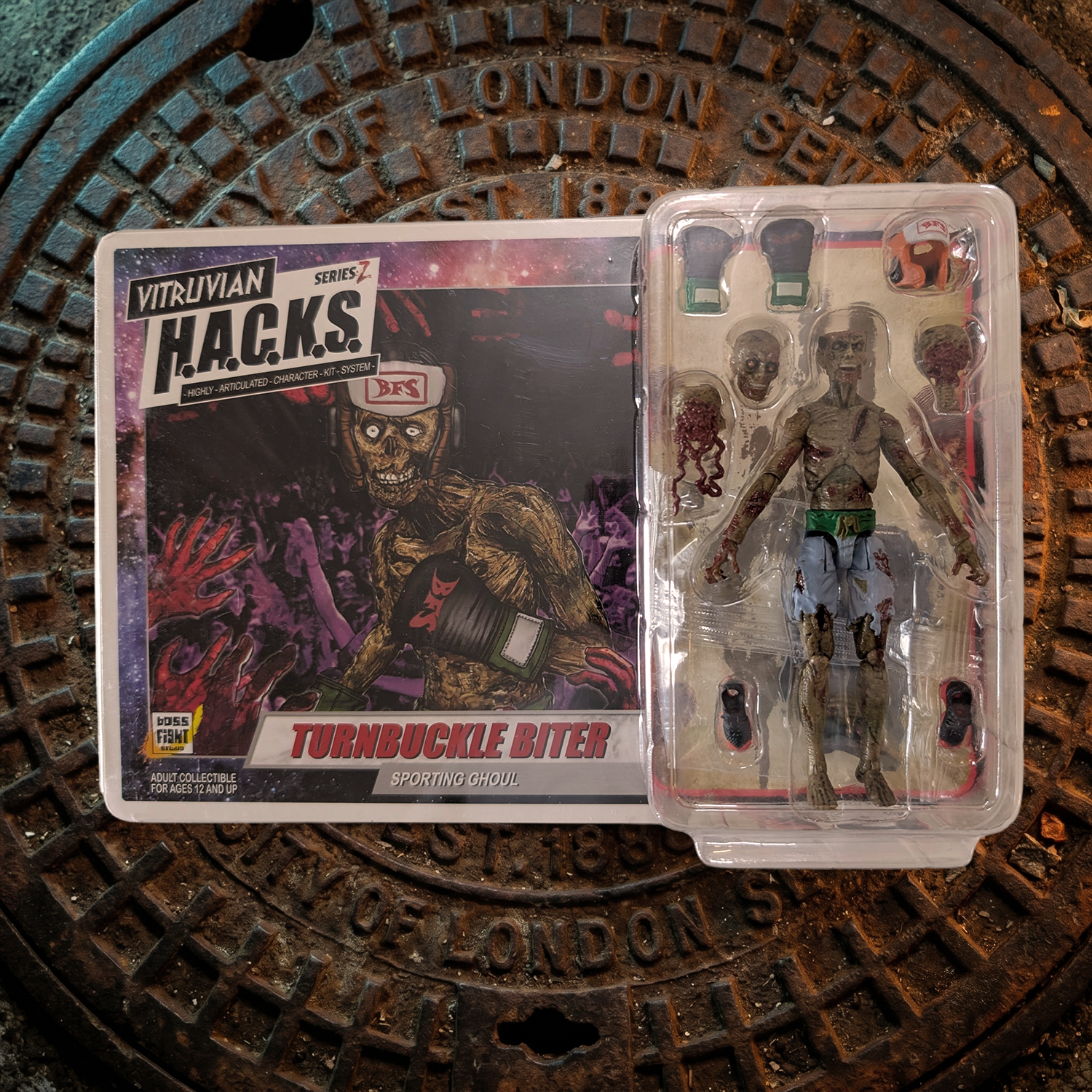Vitruvian H.A.C.K.S. Zombie Land Complete Set Diorama and 10 Z-Series Action Figure Lot with Turnbuckle Biter figure by Boss Fight Studio Llc