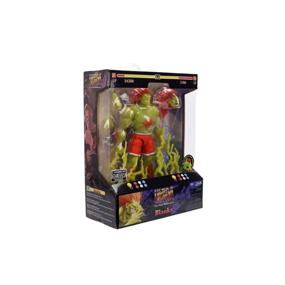 Blanka Ultra Street Fighter II Glow-in-the-Dark 6-Inch Action Figure Jada Toys in collectible packaging with accessories