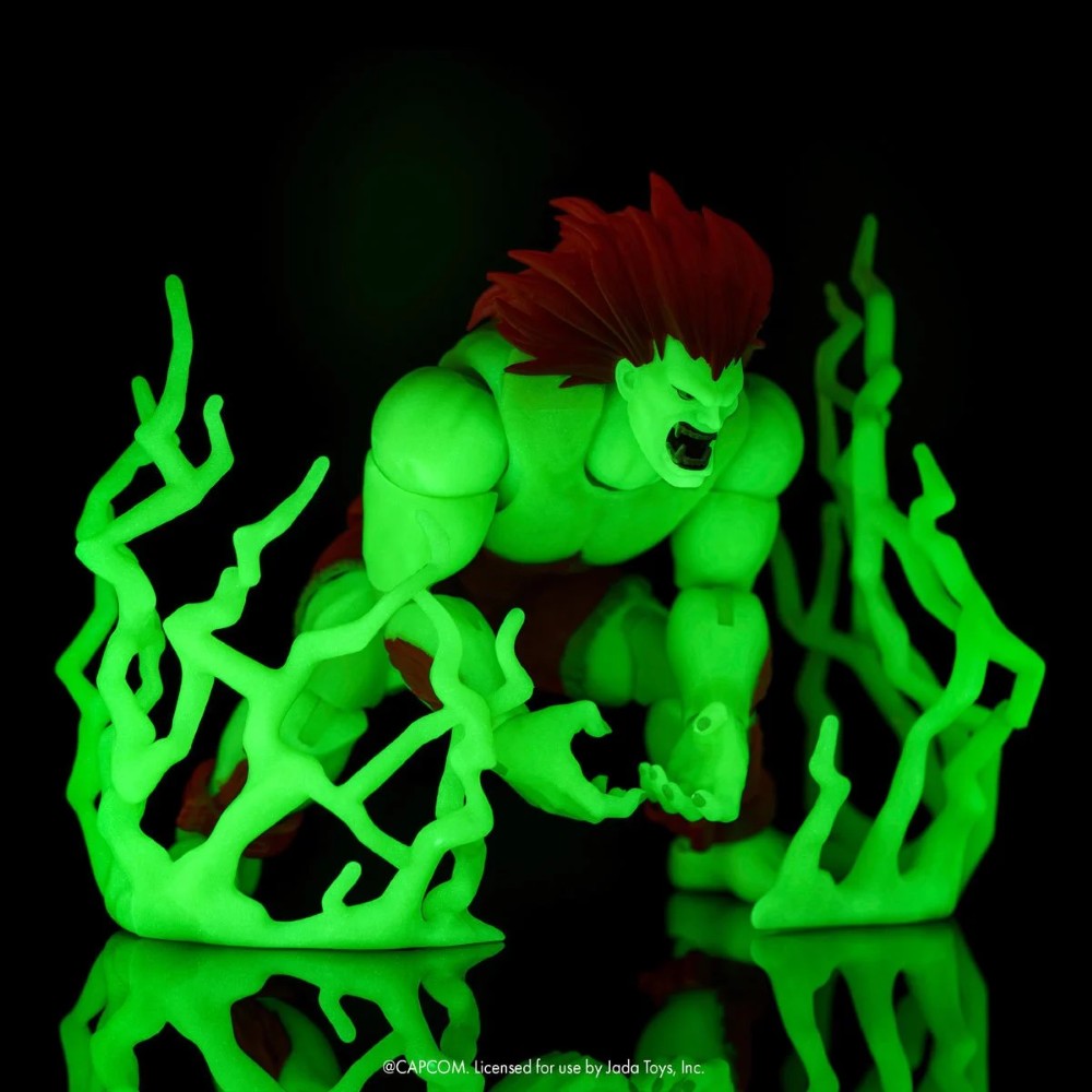 Blanka Ultra Street Fighter II Glow-in-the-Dark 6-Inch Action Figure Jada Toys with glowing energy effects