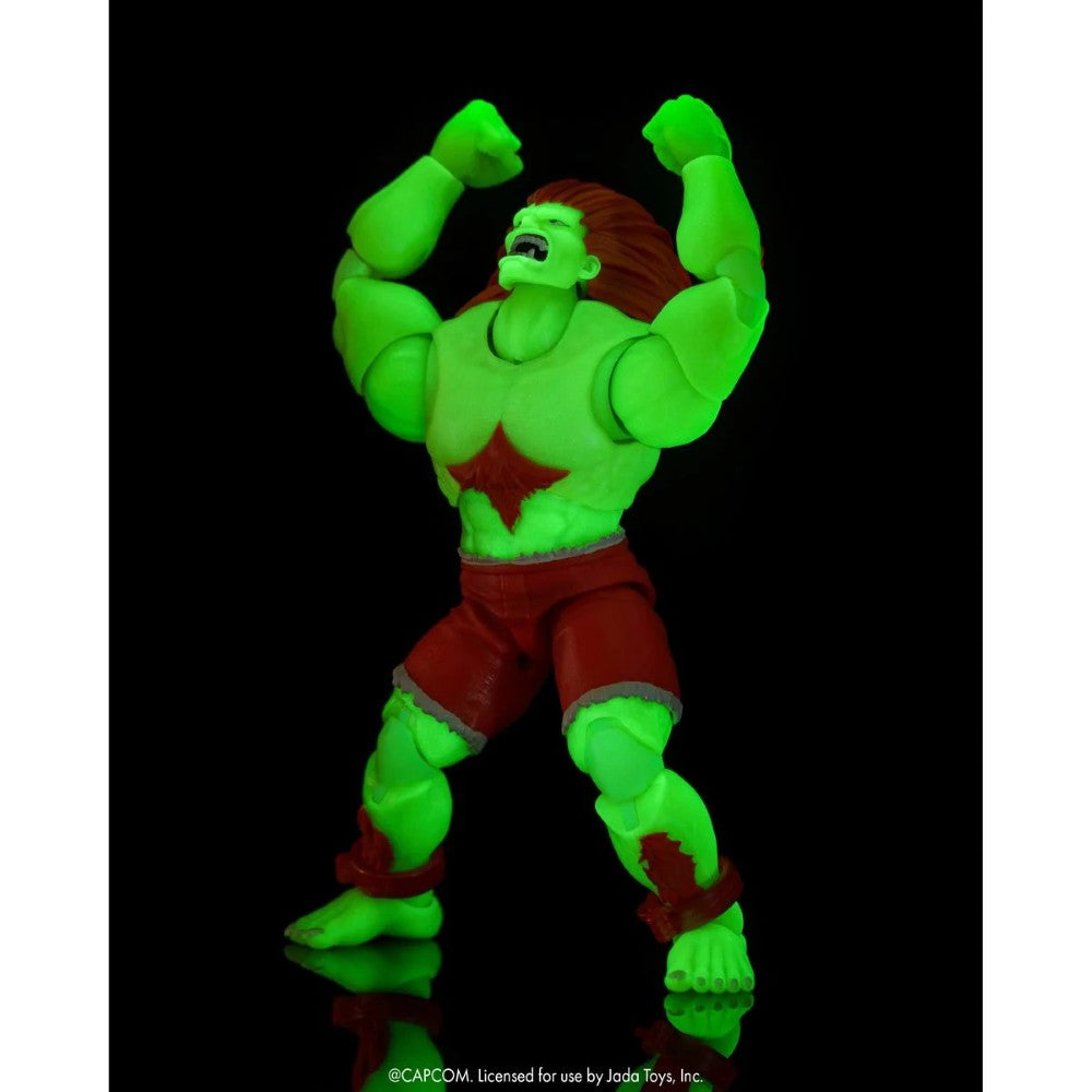 Blanka Ultra Street Fighter II Glow-in-the-Dark 6-Inch Action Figure Jada Toys glowing green collectible figure