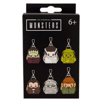 Box set of Universal Monsters U-PICK Loungefly Mini-Backpack Mystery Box Bag Charm Key Chain featuring six character designs by Loungefly