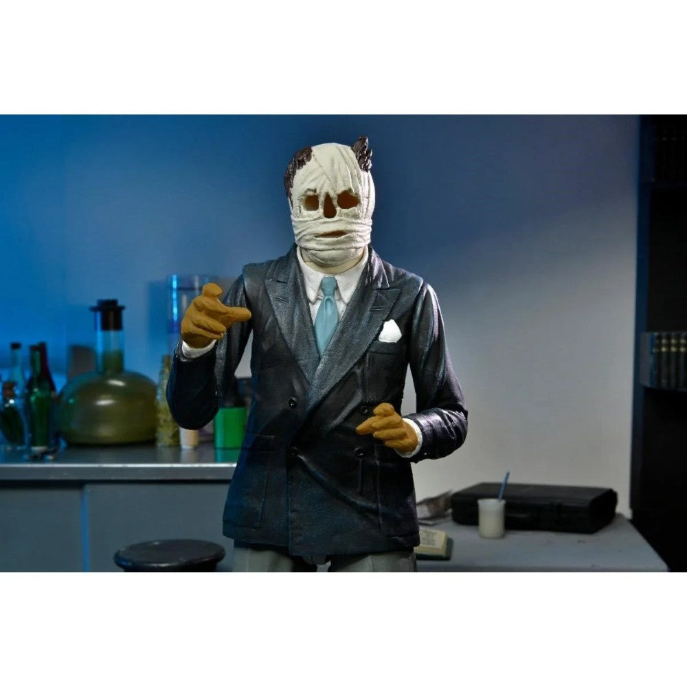 The Invisible Man Universal Monsters Ultimate Action Figure NECA 7” in suit and bandaged head poseable figure by Neca