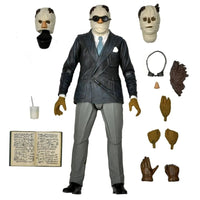 The Invisible Man Universal Monsters Ultimate Action Figure NECA 7” with interchangeable heads, hands, book, and goggles collectible