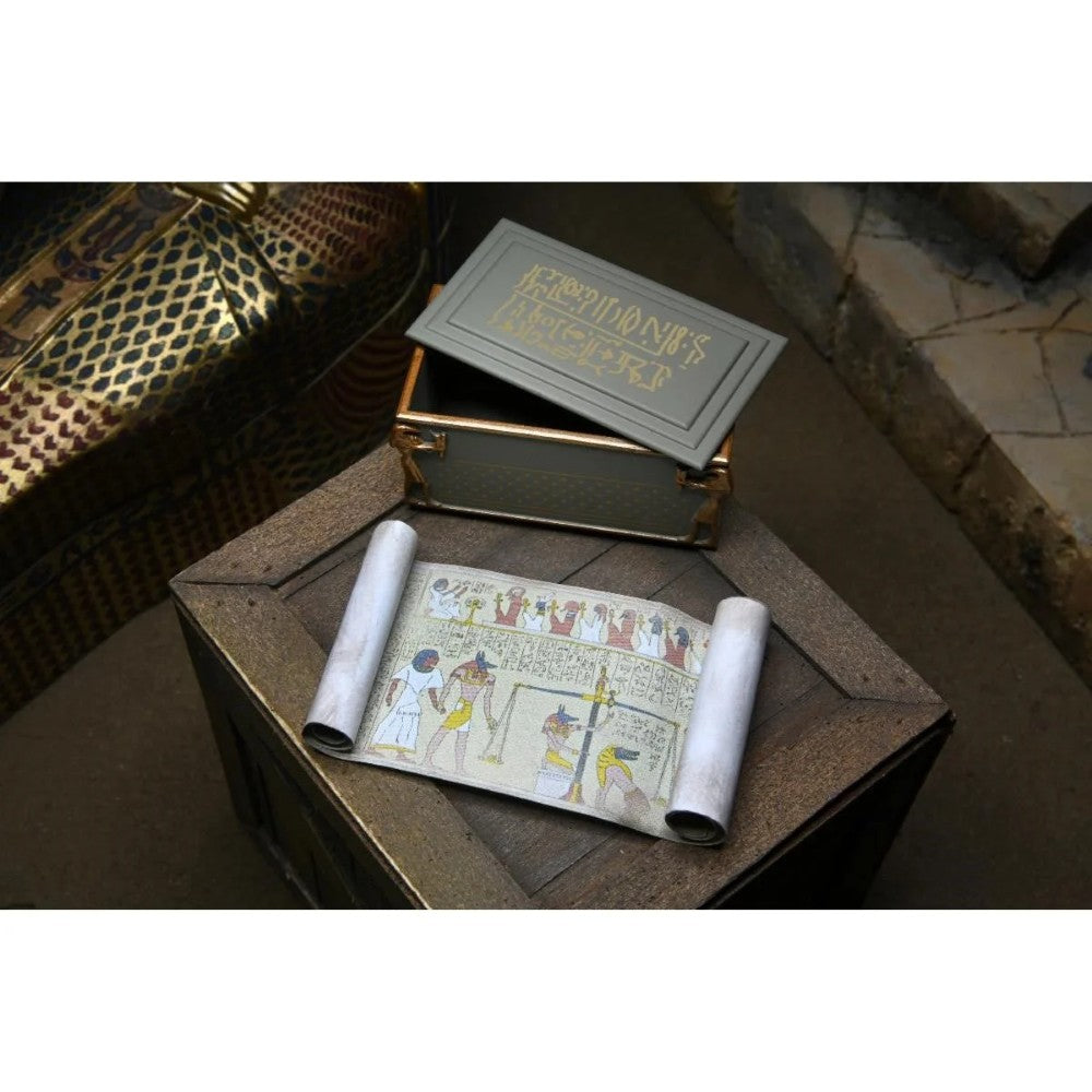 The Mummy Universal Monsters Ultimate Action Figure NECA 7” accessory with ancient Egyptian scroll and detailed chest by Neca
