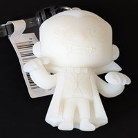Go Figment Universal Monsters Series 4 white Dracula figural bag clip with attached keyring and barcode tag on black background