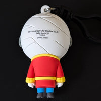 Go Figment Universal Monsters Series 4 bag clip showing back view of cartoon mummy in red coat with keyring