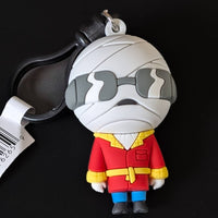 Go Figment Universal Monsters Series 4 bathrobe-wearing mummy 3D foam bag clip with keyring on black background
