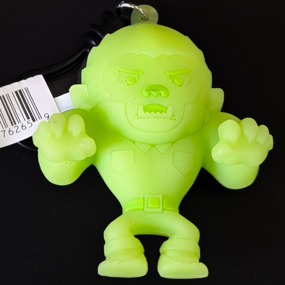 Go Figment Universal Monsters Series 4 bright green werewolf character 3D foam bag clip with attached keyring and barcode tag