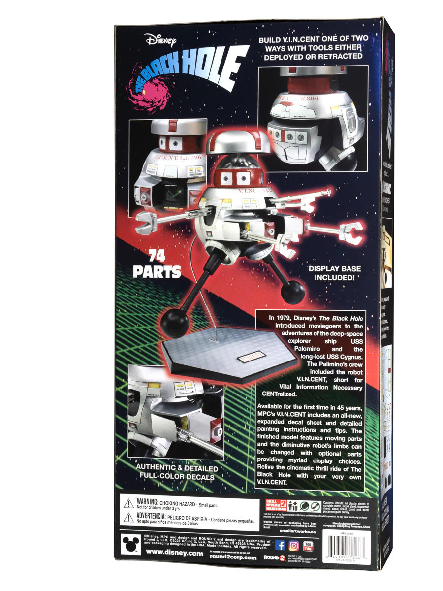 The Black Hole V.I.N.CENT. Robot 1:6 Scale Model Kit new in box with full-color decals by Round 2