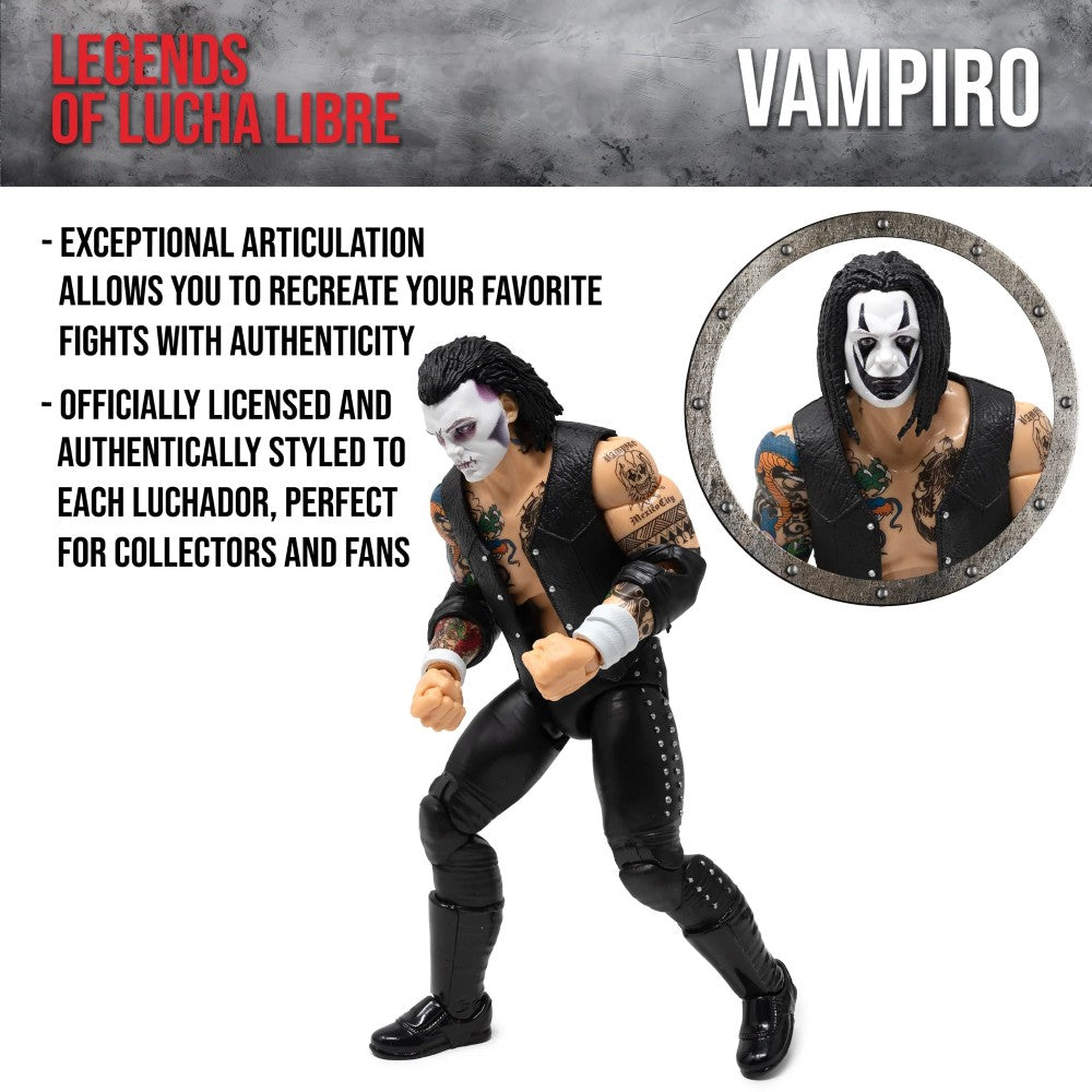 Vampiro with WSX Belt Legends of Lucha Libre Premium 1:12 Scale 6" Action Figure by Boss Fight Studio Llc new in box collectible