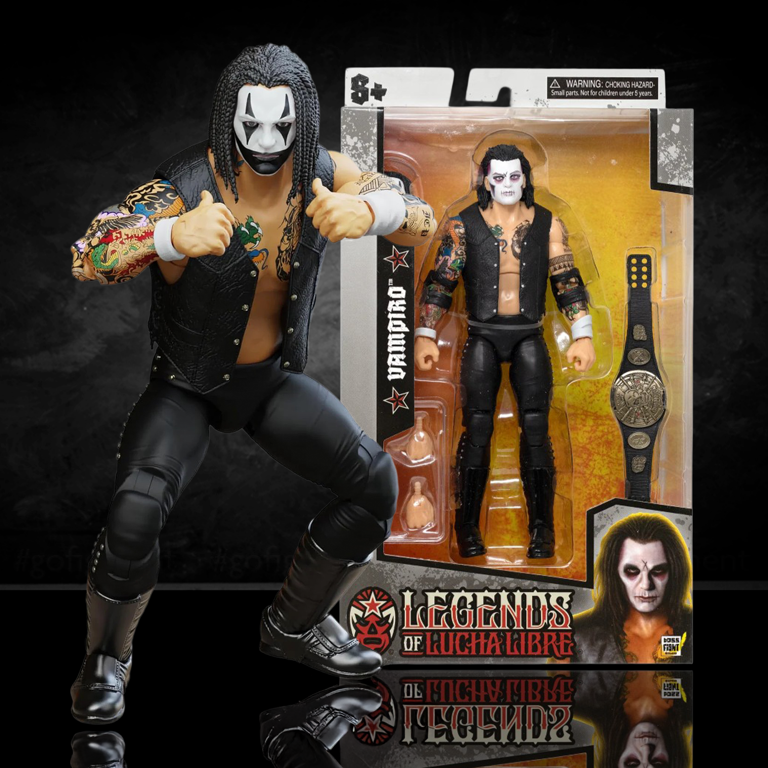 Vampiro with WSX Belt Legends of Lucha Libre Premium 1:12 Scale 6" Action Figure by Boss Fight Studio Llc new in box collectible