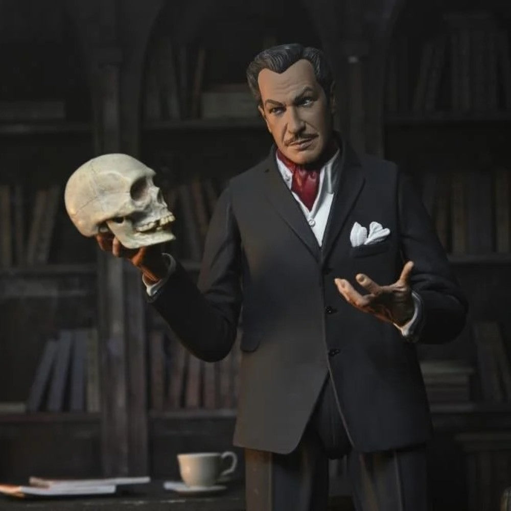 Vincent Price - Ultimate Master of Menace NECA 7-Inch Scale Action Figure holding skull with detailed suit new in box by Neca