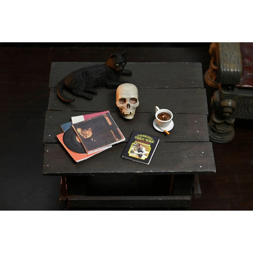 Vincent Price - Ultimate Master of Menace NECA 7-Inch Scale Action Figure with black cat, skull, records, and coffee cup by Neca