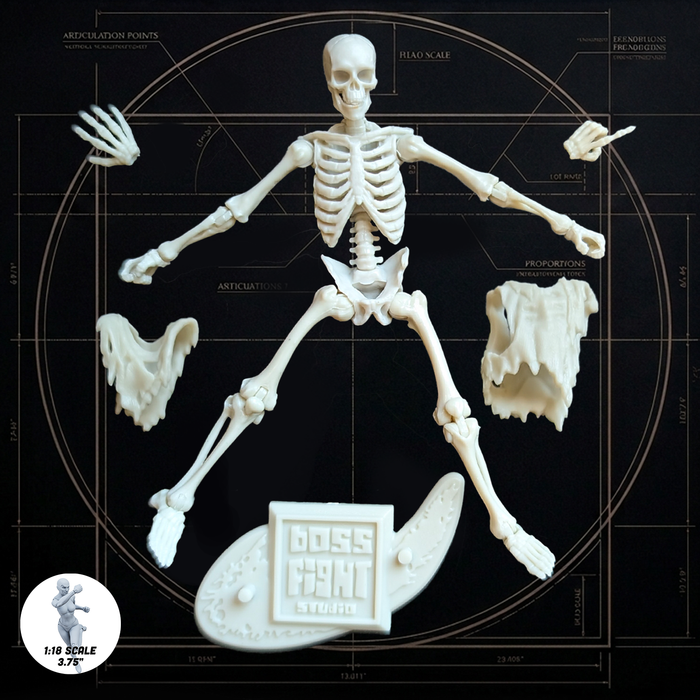 Bone White Skeleton Vitruvian H.A.C.K.S. Customizer Series Action Figure Blank 1:18 Scale by Boss Fight Studio Llc new in box.