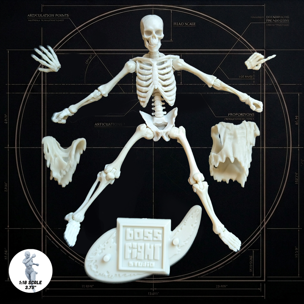 Bone White Skeleton Vitruvian H.A.C.K.S. Customizer Series Action Figure Blank 1:18 Scale by Boss Fight Studio Llc new in box.