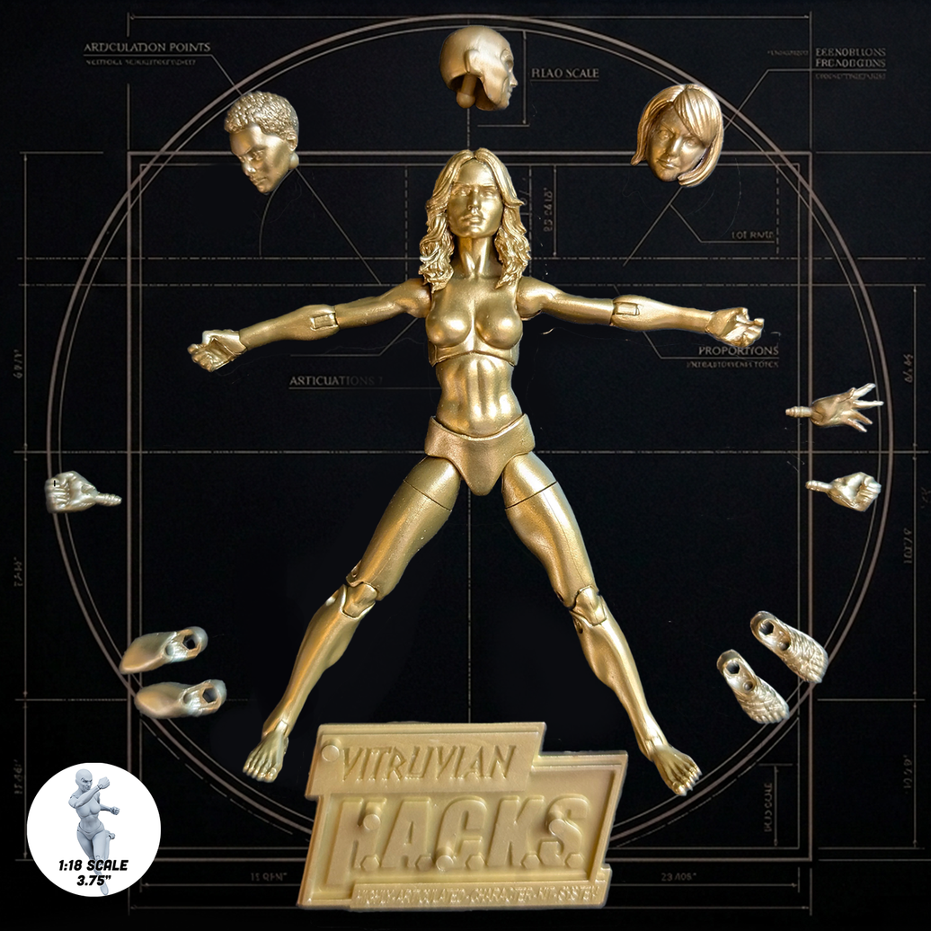 Gold Female Blank Action Figure 10th Anniversary Vitruvian H.A.C.K.S. new in box by Boss Fight Studio Llc