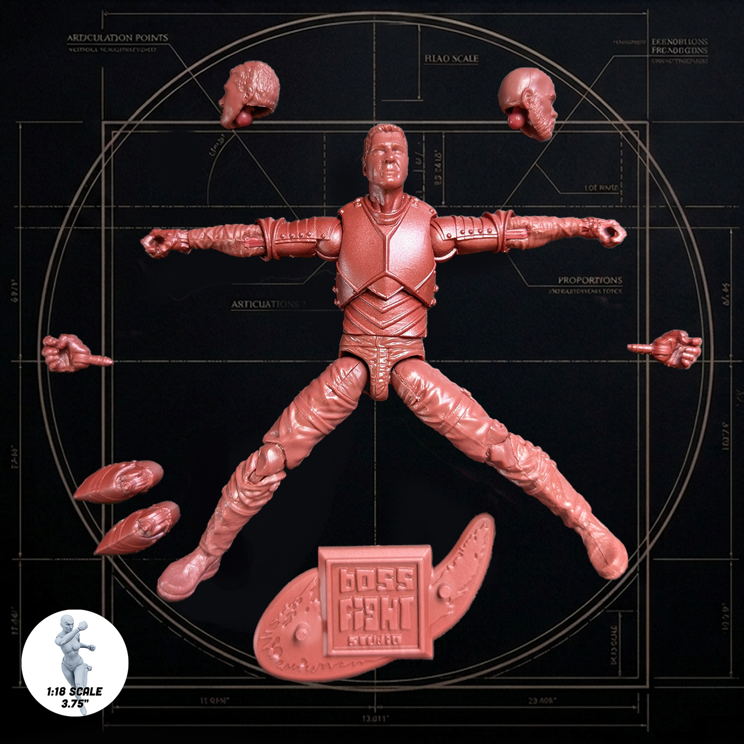 Vitruvian H.A.C.K.S. Fantasy Character Blanks Red Male Knight 1:18 Scale Action Figure new in box by Boss Fight Studio Llc