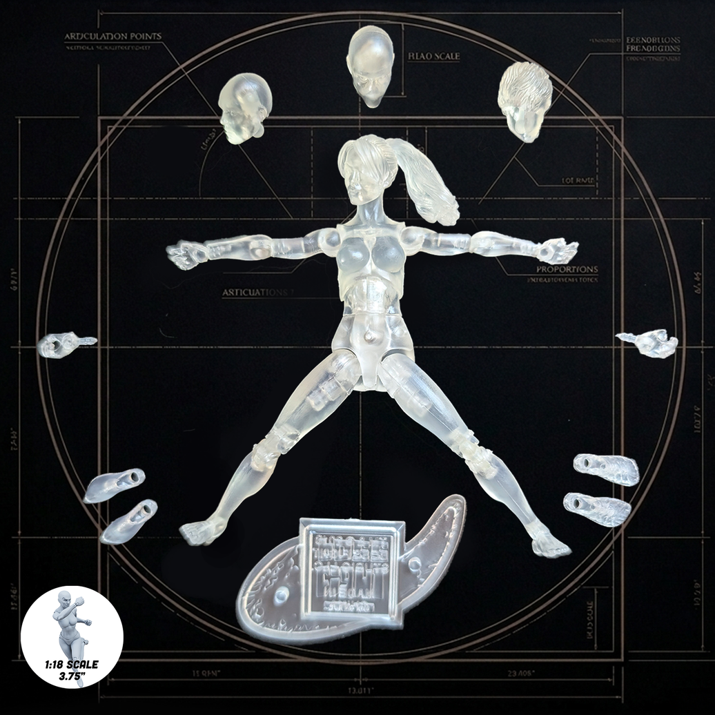 Crystal Clear Female Body Vitruvian H.A.C.K.S. Action Figure Blank 1:18 Scale new in box by Boss Fight Studio Llc