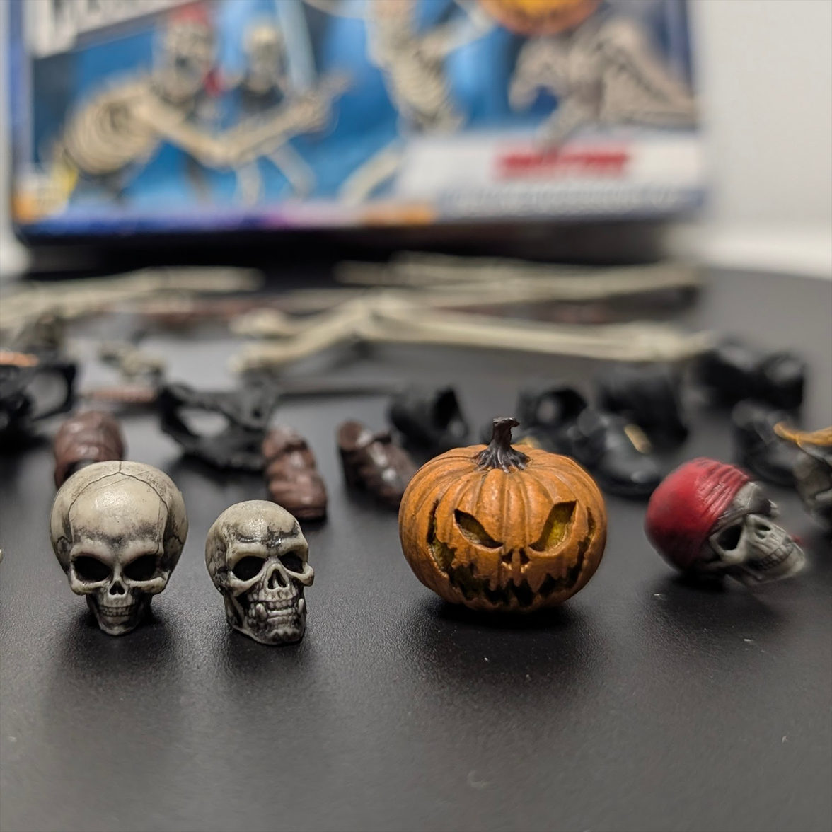 Vitruvian H.A.C.K.S. Deluxe Character Builder Kit: Skeletons Premium Accessory Set with Halloween-themed skulls and pumpkin by Boss Fight Studio Llc