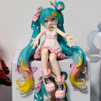 Hatsune Miku 10th Anniversary Noodle Stopper Statue FuRyu by Banpresto in pastel dress with pink and yellow hair accents