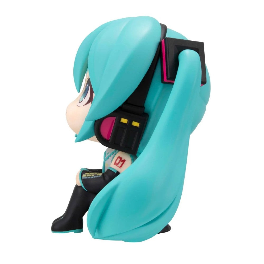 Hatsune Miku Look Up Series Statue MegaHouse Vocaloid Figure featuring seated chibi pose with turquoise hair new in box collectible