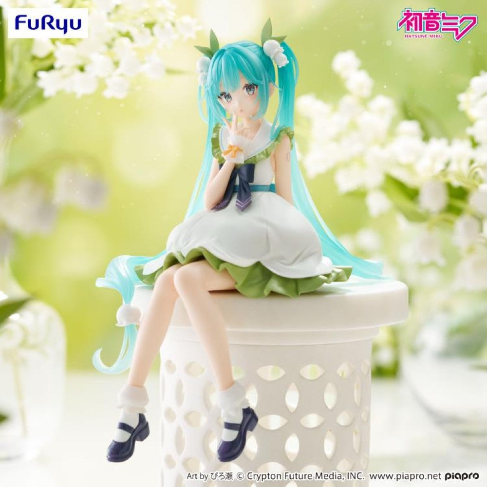 Hatsune Miku Flower Fairy Lily of the Valley Noodle Stopper Figure FuRyu by Banpresto with blue hair in floral dress