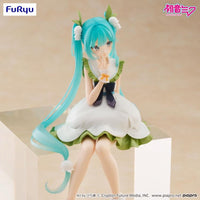 Hatsune Miku Flower Fairy Lily of the Valley Noodle Stopper Figure FuRyu by Banpresto with long teal hair and flower accents