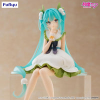 Hatsune Miku Flower Fairy Lily of the Valley Noodle Stopper Figure FuRyu by Banpresto, seated with blue hair and white dress