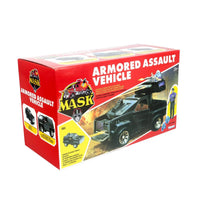 Red M.A.S.K. Armored Assault Vehicle toy box showing a black vehicle and action figure