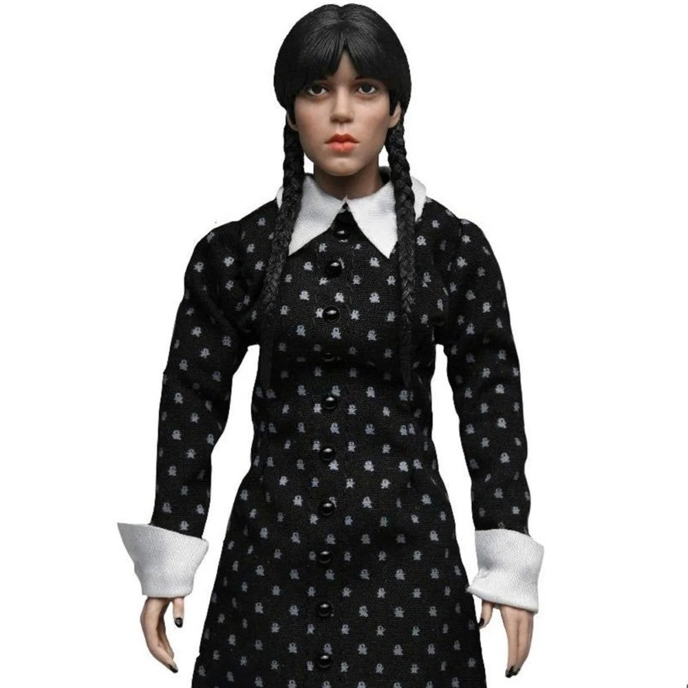 Wednesday Addams Classic Dress 8-Inch Clothed Action Figure NECA with braided hair and black dress new in box collectible