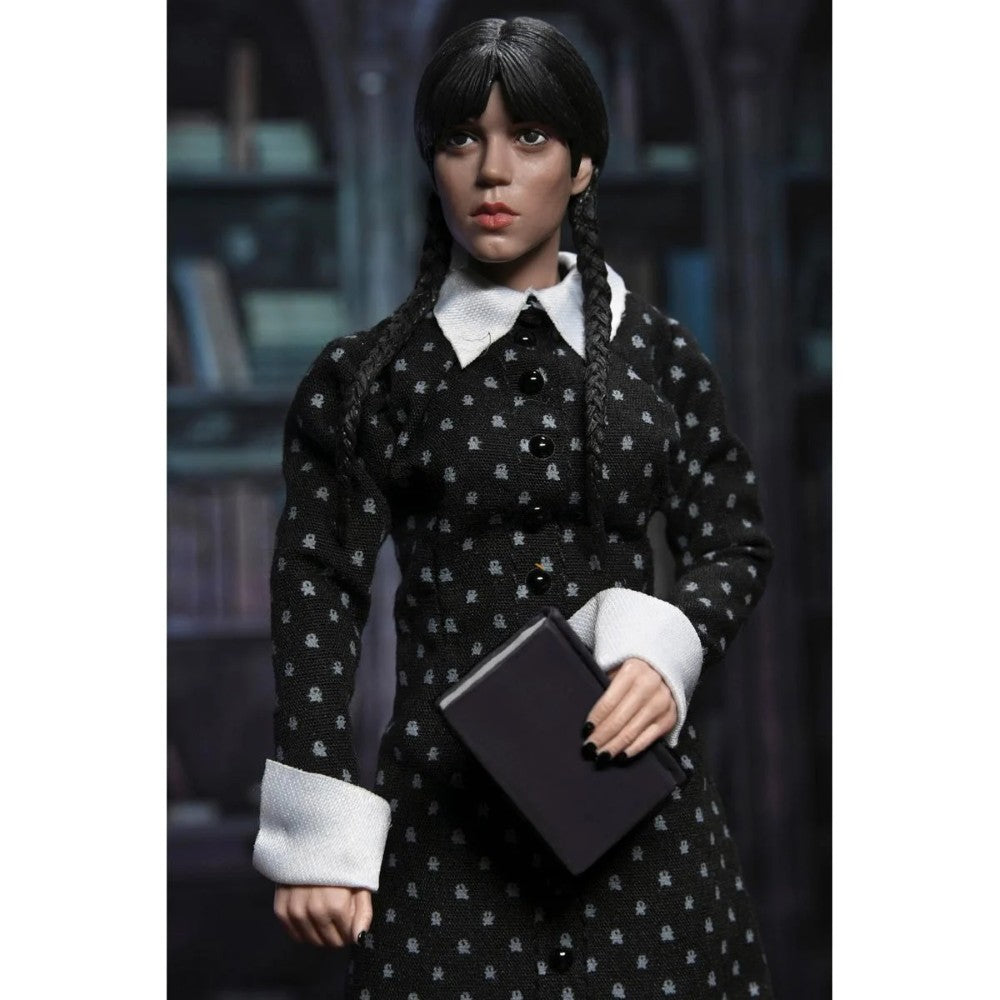 Wednesday Addams Classic Dress 8-Inch Clothed Action Figure NECA with braided hair and black dress new in box collectible