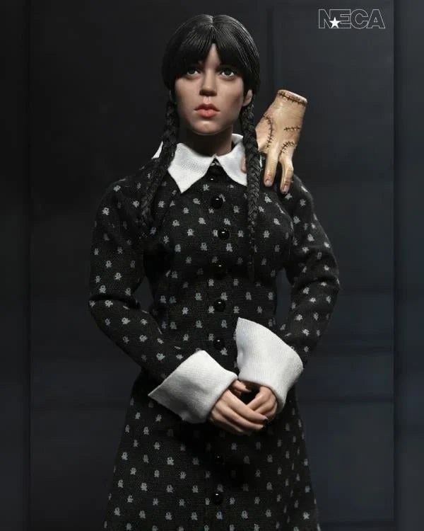 Wednesday Addams Classic Dress 8-Inch Clothed Action Figure NECA with black patterned dress and braided hair new in box collectible