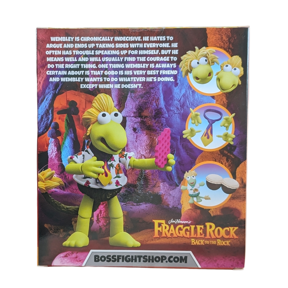 Wembley Fraggle Rock Action Figure Wave 2 Boss Fight Studio GoFigment new in box with character bio and accessories on packaging