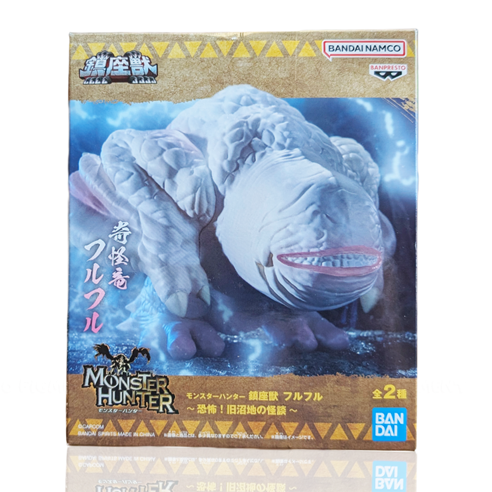 White Khezu Monster Hunter Enshrined Monsters Banpresto Statue in detailed sculpt with Banpresto branding on box