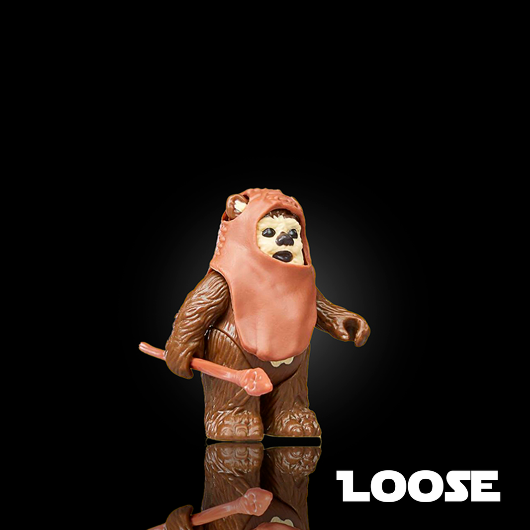 Kenner Star Wars Retro Collection loose Wicket W. Warrick Ewok action figure holding stick on black background