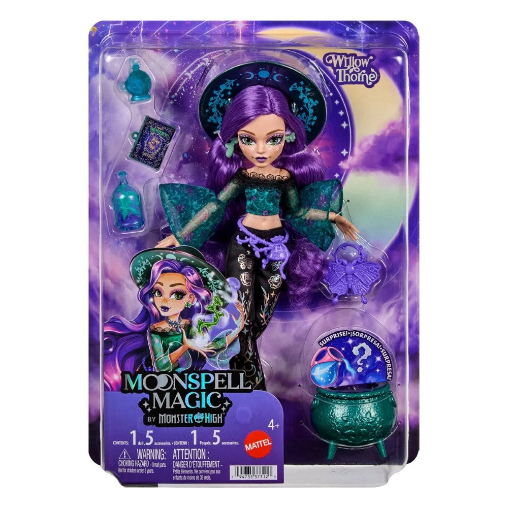 Willow Thorne Doll - Moonspell Magic by Monster High 10.5 Inces by Mattel in purple witch outfit with accessories