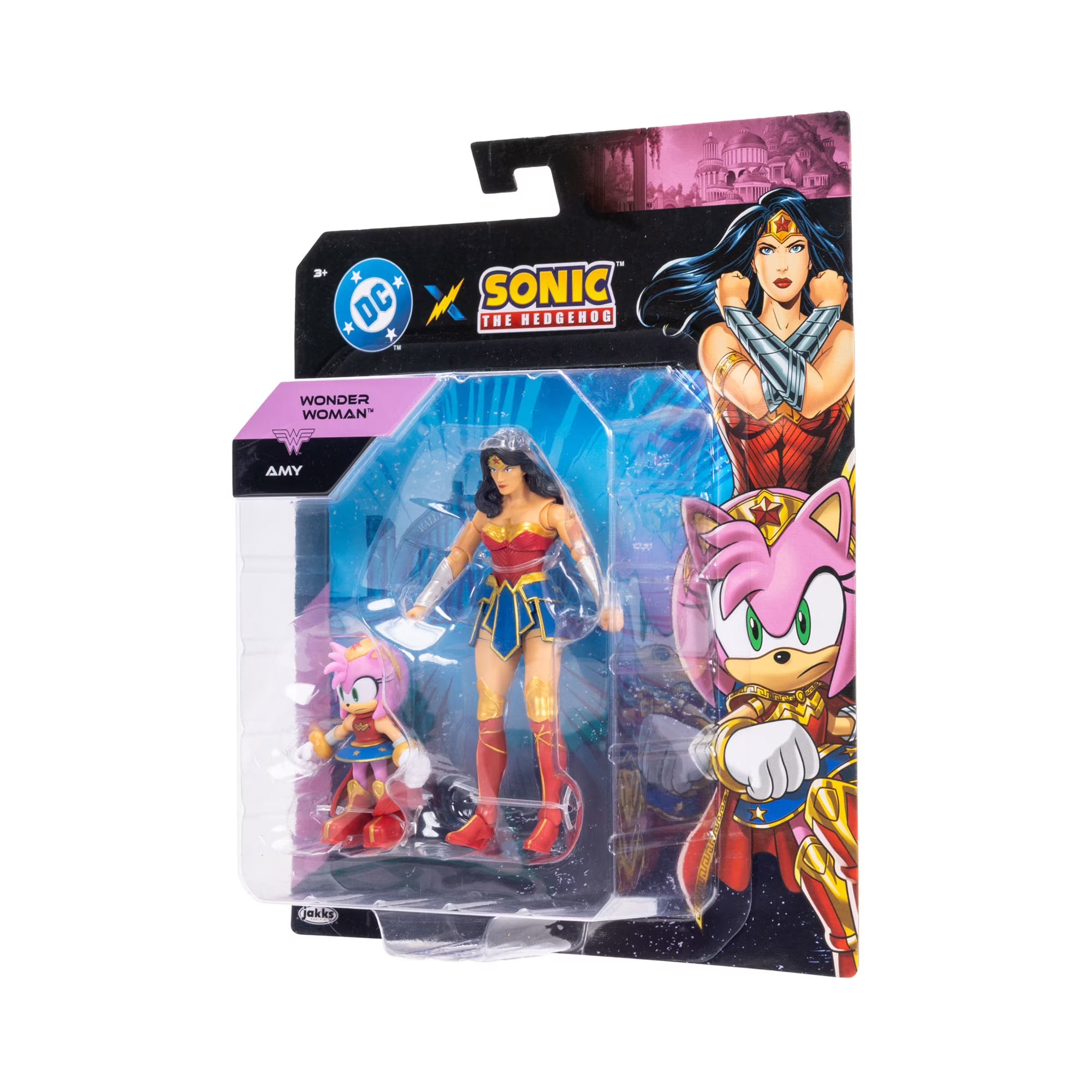 DC x Sonic the Hedgehog Amy as Wonder Woman & Wonder Woman 2-Pack Action Figures new in box by Jakks Pacific