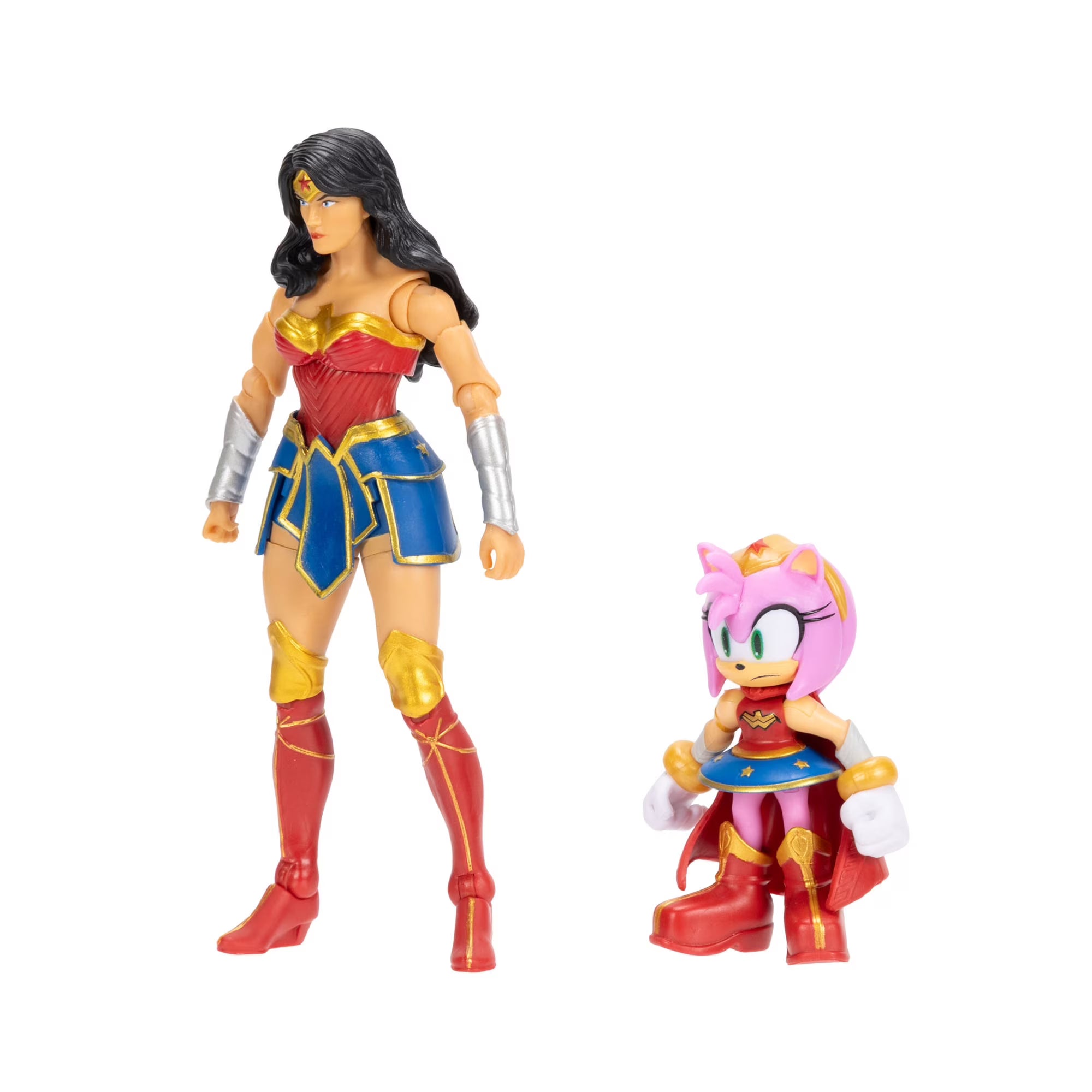 DC x Sonic the Hedgehog Amy as Wonder Woman & Wonder Woman 2-Pack Action Figures new in box by Jakks Pacific