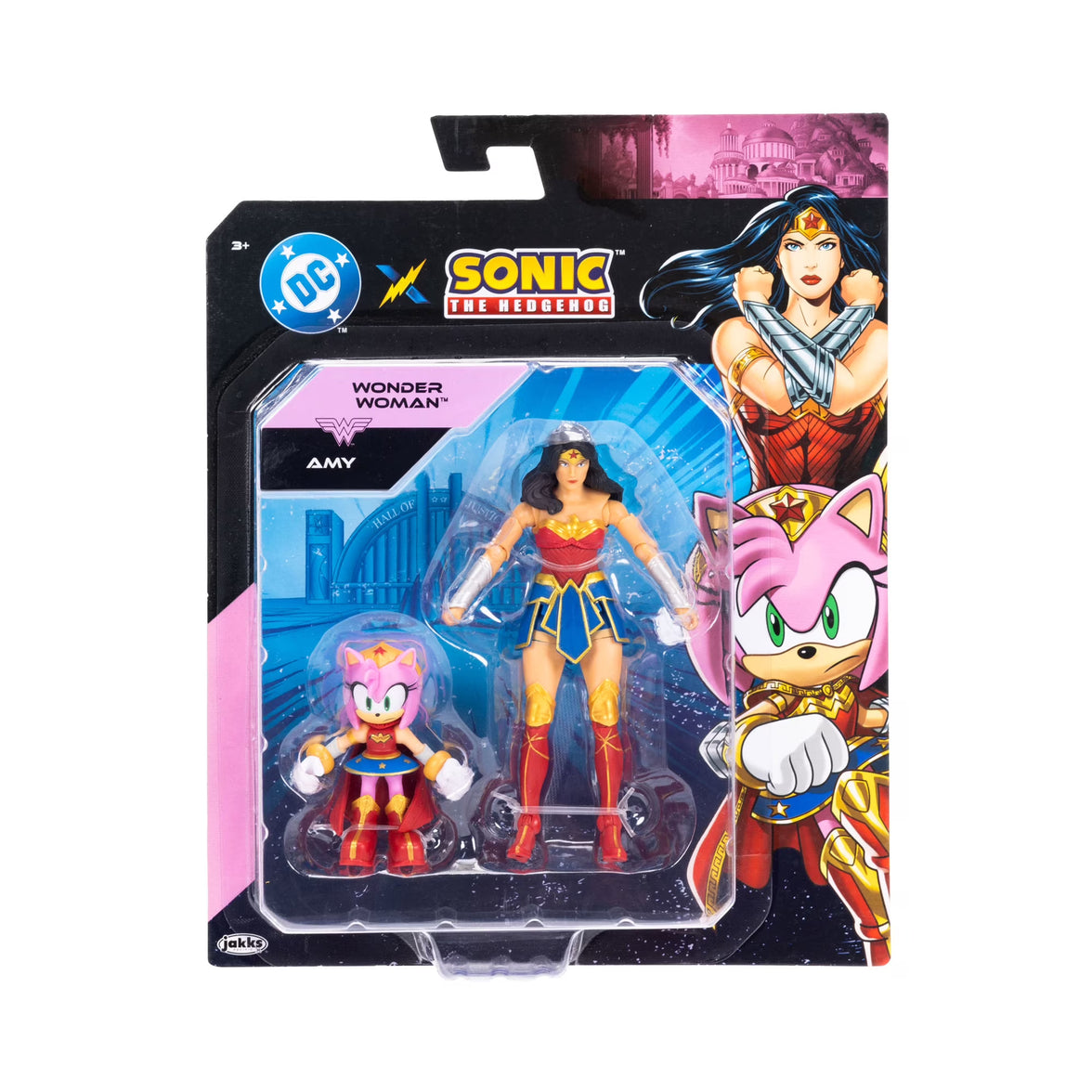 DC x Sonic the Hedgehog Amy as Wonder Woman & Wonder Woman 2-Pack Action Figures - Heroic Crossover Collectibles by Jakks Pacific new in box