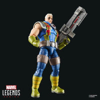 Marvel Legends 6-inch Cable action figure by Hasbro in blue and green outfit holding large futuristic gun on black background
